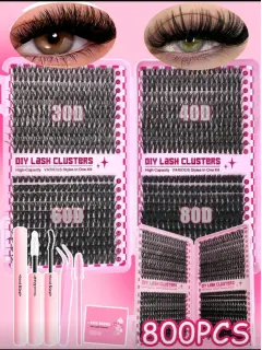 KIT DE PESTAÑAS 800 PIEZAS TAMAÑO 30D+40D+60D+80D