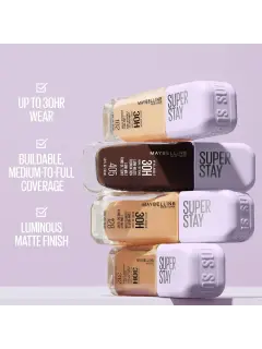 Maybelline Super Stay Lumi-Matte - Base de maquillaje ligera y construible de cobertura completa para hasta 30 horas