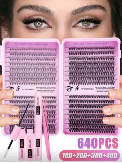 PESTAÑAS CON ADHESIVO Y APLICADOR TAMAÑO 10D-20D-30D-40D